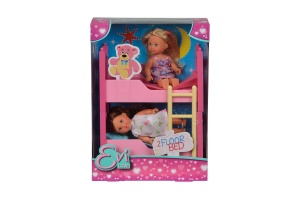 Pat cu etaj pentru papusi Simba Evi Love, 2 papusi incluse, roz, 12 cm - Img 4