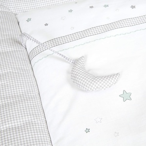 Patura de joaca pentru bebelusi Roba Sternenzauber 100x100 cm bumbac moale gri deschisalb - Img 3