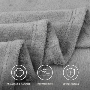 Patura din fleece GRIFEMA 220 x 240 cm, Gri, 100 Microfibra - Img 5