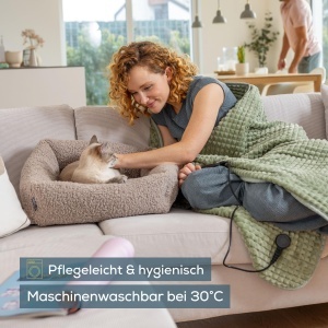 Patura electrica Beurer HD 72 Waffle Sage Green, 3 trepte temperatura, 180x130 cm - Img 4