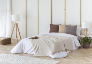 Patura multifunctionala Todocama, 125 x 180 cm, culoare sandbeige, din bumbac reciclat - Img 7