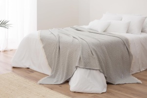 Patura multifunctionala Todocama, 125 x 180 cm, gri inchis, din bumbac reciclat - Img 5