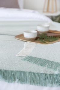 Paturi decorative Todocama, 125 x 180 cm, din bumbac reciclat, verde - Img 5