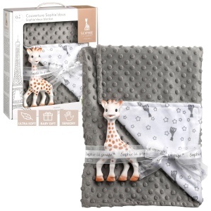 Paturica bebelusi Sophie la Girafe 850740, material moale, gri, 91x73 cm