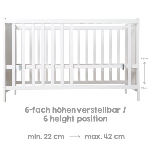 Patut 2 in 1 Roba Babybett 60 x 120 cm - Beistellbett inaltabil, Alb - Img 13