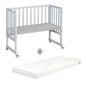Patut 3 in 1 Roba Stubenbett taupegri cu saltea si bariera, inaltime ajustabila - Img 15