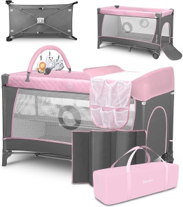Patut de calatorie Lionelo Flower 4in1 cu masa de schimb, rosu