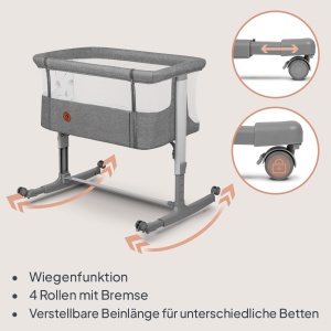 Patut pentru bebelusi 3 in 1 Lionelo Aurora, reglabil, pana la 9 kg, cu roti si frana - Img 5
