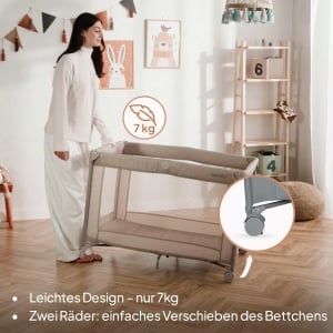 Patut pliabil Lionelo Amelie, 100,5 x 70,5 x 69 cm, 7 kg, cu saltea - Img 5
