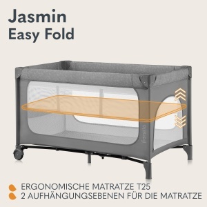 Patut pliabil Lionelo Jasmin Easy Fold pentru copii 0-36 luni cu saltea T25 si intrare laterala - Img 3