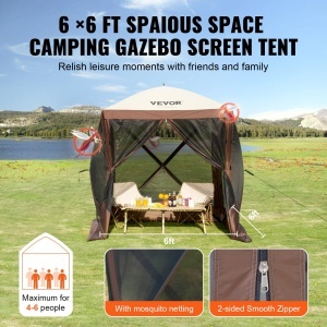 Pavilion Pop-Up VEVOR 6x6 ft Cu Baldachin si Protectie UV Culoare Maro - Img 7