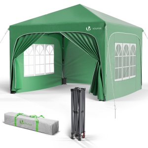Pavilion VOUNOT 3x3m, impermeabil, cu 4 laterale si 4 saci cu nisip, verde