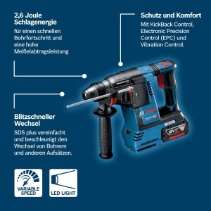 Perforator Bosch Professional GBH 18V-26, 2.6 Joule, 26mm, SDS Plus - Img 4
