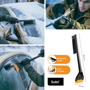 Perie auto pentru zapada si racleta Fiskars Solid 47 cm, negru-portocaliu, cu margini dure si moi - Img 2