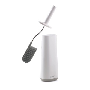 Perie de toaleta Joseph Joseph Flex cu suport design compact anti-picurare grialb