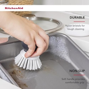 Perie de Vase KitchenAid cu Rezervor Rotund Nylon Durabil Maner Antialunecare - Img 3