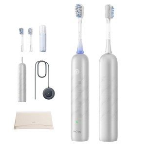 Perie electrica MOVA Fresh Pro 3DClean, 2 capete de perie, 30 zile autonomie, argintie