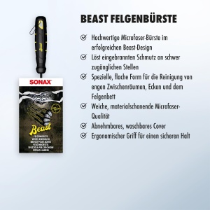 Perie pentru jante SONAX Beast Edition, microfibra, design ergonomic - Img 4