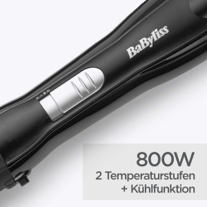 Perie rotativa BaByliss AS82E 800W 20mm 38mm functie aer rece ideala pentru par scurt Negru - Img 3