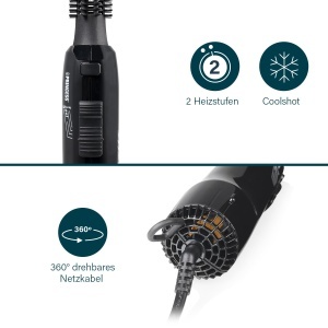 Perie rotativa Princess Cool Curl CC 300 300W 2 accesorii functie Cool Shot negru - Img 5