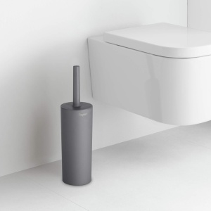 Perie WC Rayen cu capac, 37x9,2 cm, gri inchis, material durabil - Img 4