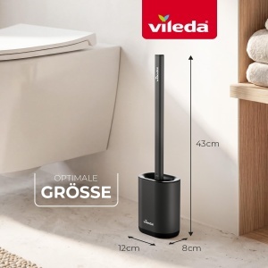 Perie WC Vileda cu Cap Flexibil si Maner din Otel Inoxidabil, Neagra - Img 3