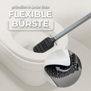 Perie WC Vileda Silikon cu maner inox cap flexibil igienica si usor de curatat - Img 3