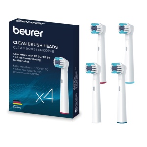 Perii Beurer TB 30/50 pentru periuta de dinti electrica, capete de perie compatibile Oral-B, curate, 4 bucati, perii de schimb albe