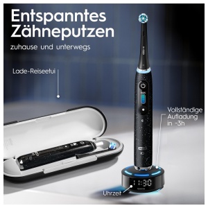 Periuta de dinti electrica Oral-B iO Series 10 Plus Edition, periuta de dinti electrica, PLUS 3 periute, 7 moduri de periaj pentru ingrijirea dentara, husa de calatorie de incarcare, proiectata de Braun, negru cosmic - Img 5