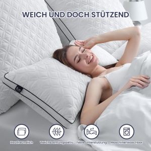 Perna BedStory 40x80cm Set de 2 perne, Perna de dormit din microfibre 2X950g, Perne de pat respirabile si lavabile, ideale pentru un somn profund odihnitor, certificat Oeko-Tex - Img 3