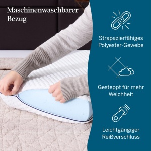 Perna LUCID Gel Memory Foam 40x60 cm - respirabil - efect racoritor - husa lavabila - perna Oeko-Tex, alba - Img 6