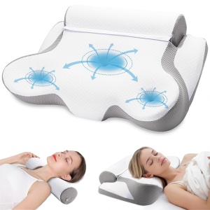 Perna Memory Foam TopEsct pentru Somn, Gri, 2 Inaltimi, Design Ergonomic