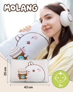 Perna Pufoasa NICI Molang 43x25cm - Design Pastel cu Cafea To-Go - Img 2