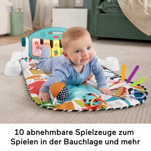 Pernita de joaca Fisher-Price Kontrast Kick Play, muzica, 10 jucarii, multicolor - Img 4