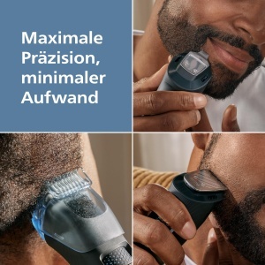 Philips Aparat de tuns barba seria 5000 - Lame metalice cu ascutire automata, 40 de setari de lungime, tehnologie BeardSense, colector de par, 100% rezistent la apa, husa de calatorie, model BT5765/15 - Img 2
