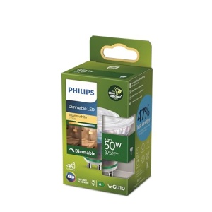 Philips LEDClassic UltraEfficient 50W GU10, reglabil, sticla transparenta