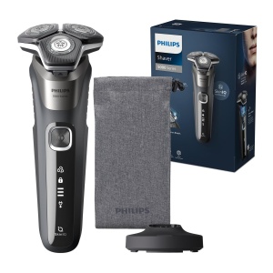 Philips Shaver Series 5000 - Aparat de ras electric in gri carbon cu 1 aparat de tuns pliabil integrat, geanta moale, capac de protectie si statie de incarcare (model S5887/13)