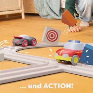 Pista de curse HABA Cars 27 piese din lemn, cu 2 masini, ecologic, pentru copii de la 2 ani - Img 7