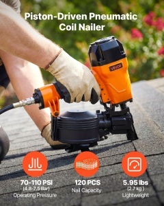 Pistol de Nailing cu Aer Comprimat VEVOR CN45C, 120 Capacitati, 19-45 mm - Img 2