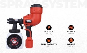 Pistol de vopsit Black Decker HVLP200-QS, 400W, 230V, 2.31 kg - Img 2