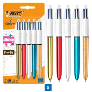Pix BIC 4 Colours Shine, set 5 bucati, culori variate, scriere documente