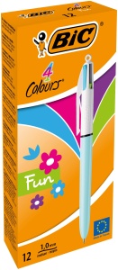 Pix BIC 4 Culori Fun, 12 buc, Pastel Albastru, Scriere 0.4 mm