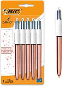 Pix BIC 4 Culori Rosu Aurie, Set 5 Bucati, 0.4 mm - Img 1