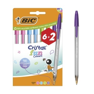 Pix BIC Cristal Fun, 8 culori (1,6 mm), 62 gratis