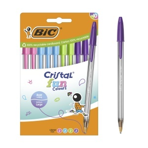 Pix BIC Cristal Fun Colors, 10 bucati, 1.6 mm, culori variate