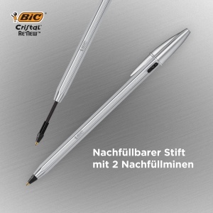 Pix BIC Cristal Metal ReNew, 2 bucati, negru si albastru, cu 4 refiluri - Img 5
