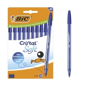 Pix BIC Cristal Soft, 10 bucati, 1,2 mm, culoare albastra
