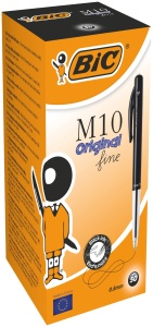 Pix BIC M10 cu scriere fina, 0,8 mm, negru, set 50 bucati