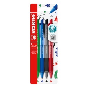 Pix cu bila STABILO pointball colorful, 0.5 mm, design colorat, rucsa de grip