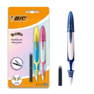 Pix cu cerneala BIC EasyClic, 2 bucati, culori assortate, cu sistem de umplere lateral